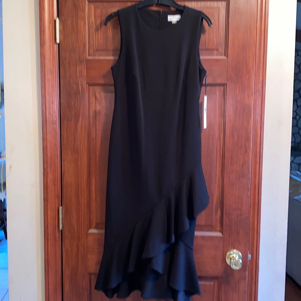 NWT- Calvin Klein- black dress- ruffled bottom-6